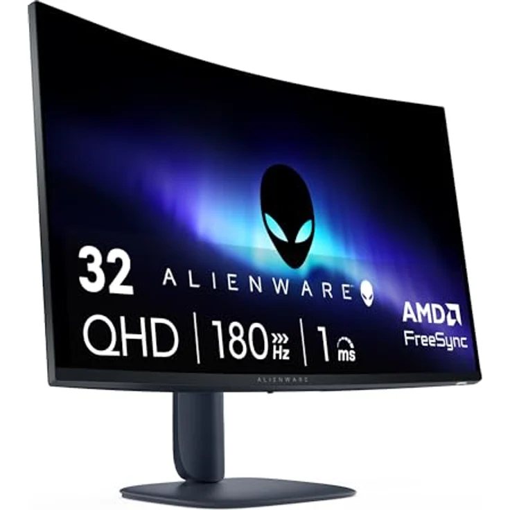 Alienware AW3225DM Gaming-Monitor 32" Gebogen 1500R QHD 2560x1440 HDR 400 VA-Panel 180 Hz 1 ms AMD FreeSync Premium VESA AdaptiveSync 2X HDMI 1x DisplayPort 3 Jahre Garantie – Schwarz – Bild 2