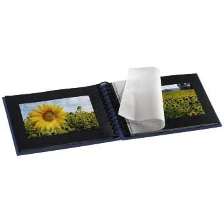 Hama Fotoalbum Spiralalbum, 50 schwarze Seiten, 25 Blatt, Größe 24 x 17 cm, mit Ausschnitt für Bildeinschub, Fotobuch blau – Bild 2