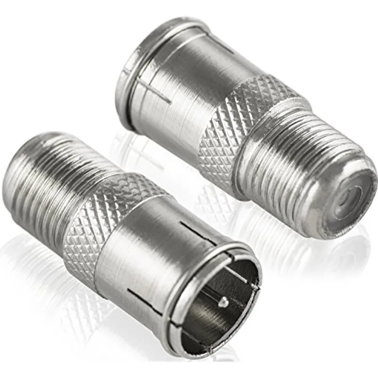 Poppstar 2x SAT F-Quickstecker (Coax Schnellverbinder: F-Buchse auf F-Stecker) Kupplung für Koaxialkabel - Antennenkabel, silbern