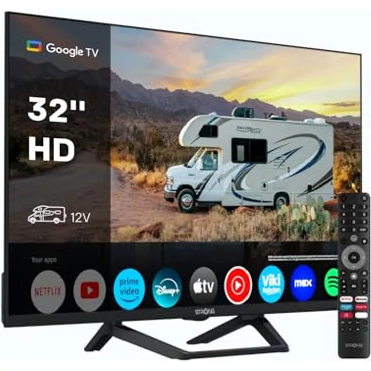 Strong SRT32HG4723C 32'' HD TV, DVB-S2/C/T2, 12V, HD-Auflösung 1366x768, 2 HDMI, 1 USB-Anschluss, Schwarz