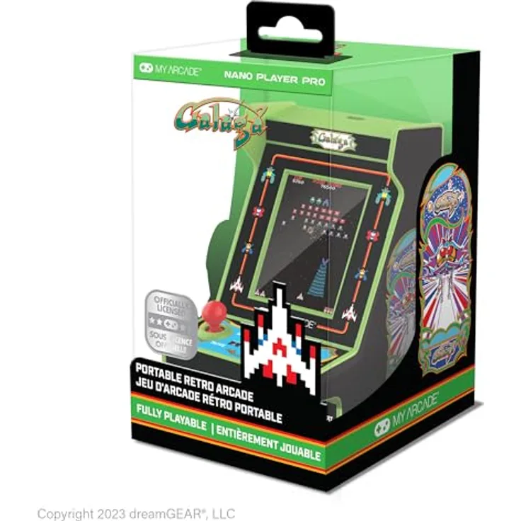 My Arcade Nano Player Galaga, Handheld Konsole mit 2 Spielen und 4,5 Zoll Farbdisplay