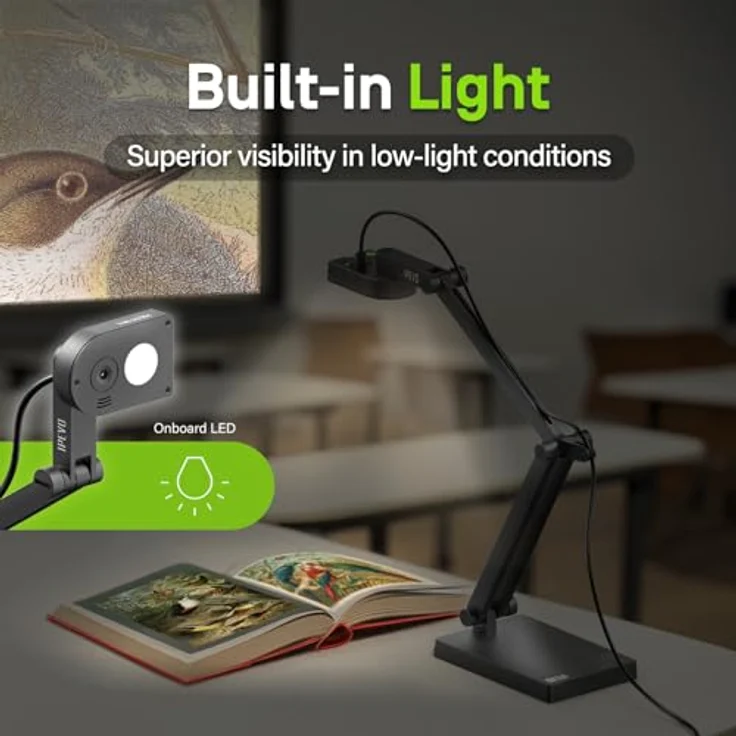 IPEVO V4K Ultra USB Dokumentenkamera, 13 MP mit 3840 x 3104 Auflösung und fester Irisblende, Farbe – Bild 4