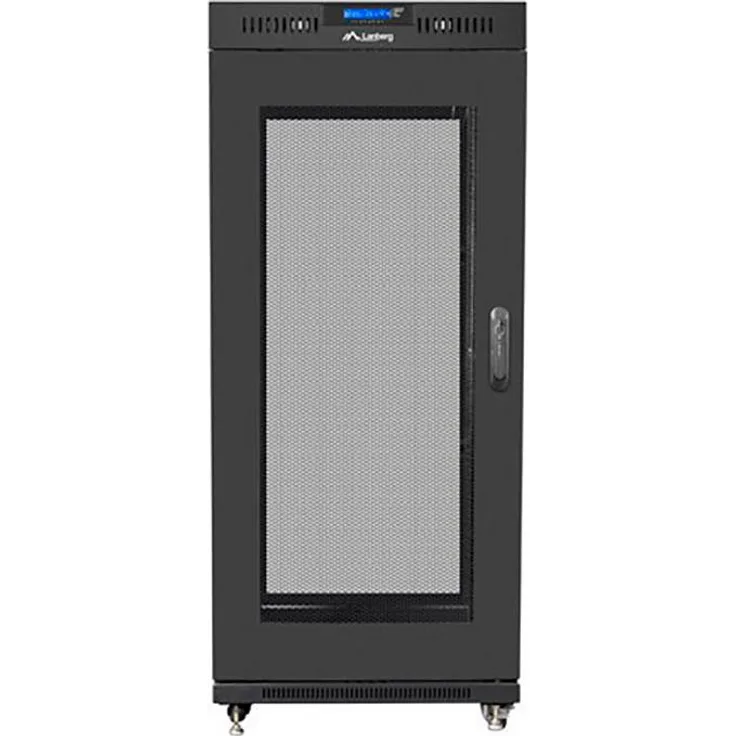 Lanberg FF01-8822-23BL, Rackschrank 22U freistehend, Schwarz, mit 1200 kg Tragkraft, 4 Lüftern und Kabelmanagement