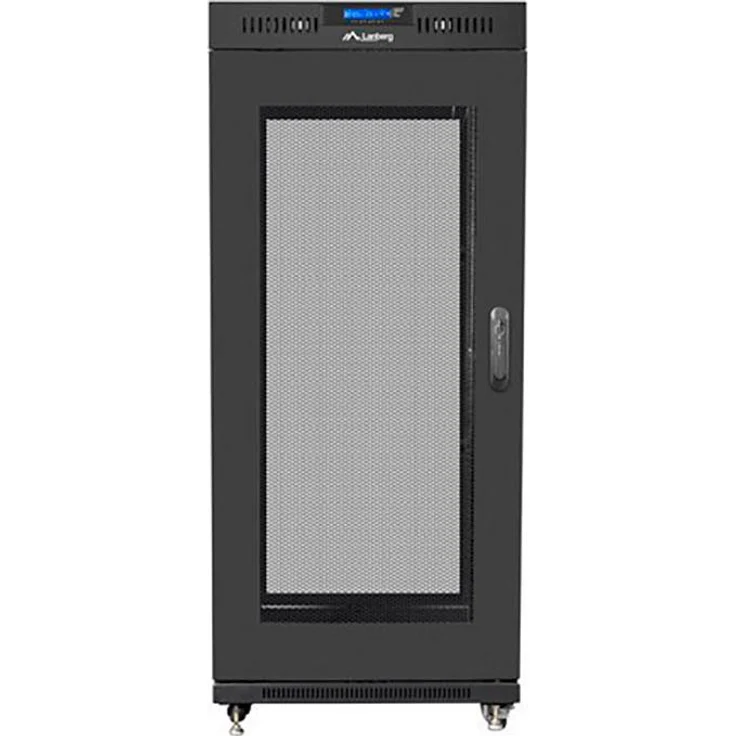 Lanberg FF01-8822-23BL, Rackschrank 22U freistehend, Schwarz, mit 1200 kg Tragkraft, 4 Lüftern und Kabelmanagement