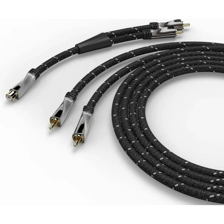 Avinity Subwoofer-Kabel + Adapter Cinch-Kup., 8 m, Gewebe, vergoldet, Versandkostenfrei