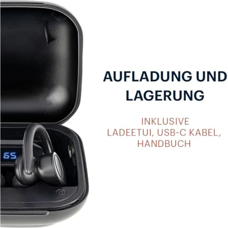 Grundig True Wireless Sport-Kopfhörer mit Bluetooth, bis zu 30 Std. Spielzeit, USB-C Schnellladung, bequemer Sitz – Bild 4