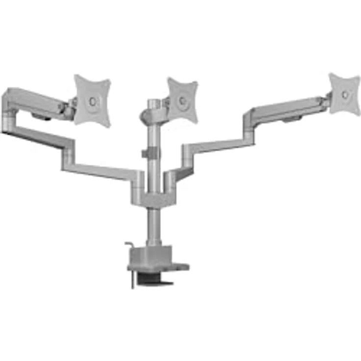 Icy Box IB-MS525-T, Monitorständer mit Tischhalterung für drei Monitore bis 30 Zoll, Silber, ergonomische Höhenverstellung, VESA 75x75mm/100x100mm – Bild 1