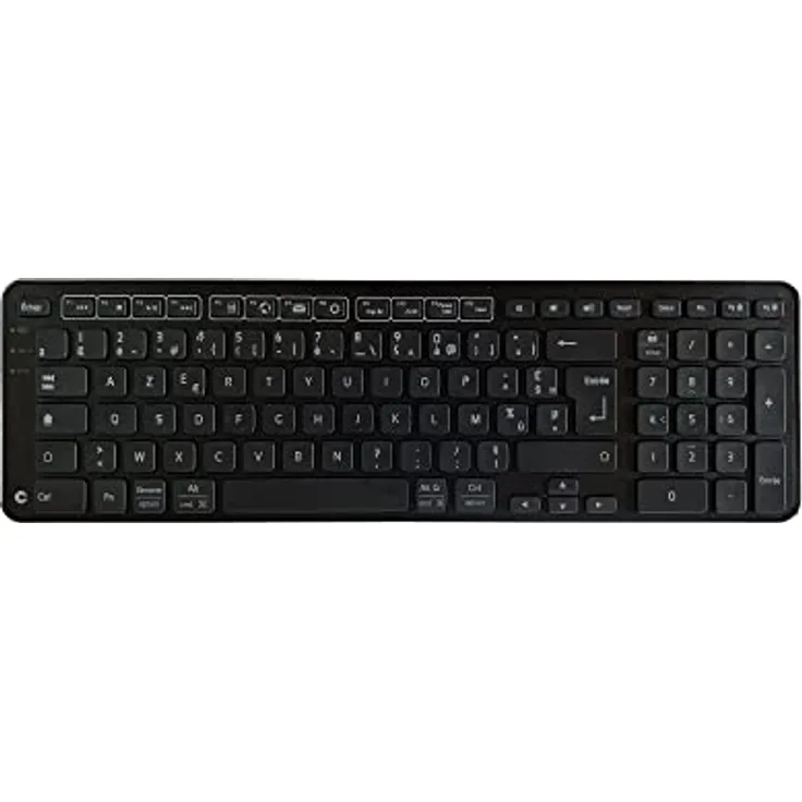 Contour Balance Keyboard Black Wireless | Kabellose Tastatur mit Bluetooth-Empfänger | Französisches Layout | Super Slim | Ziffernblock + Multimedia-Tasten | Haus und Büro | für Windows und Mac