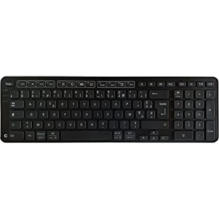 Contour Balance Keyboard Black Wireless | Kabellose Tastatur mit Bluetooth-Empfänger | Französisches Layout | Super Slim | Ziffernblock + Multimedia-Tasten | Haus und Büro | für Windows und Mac