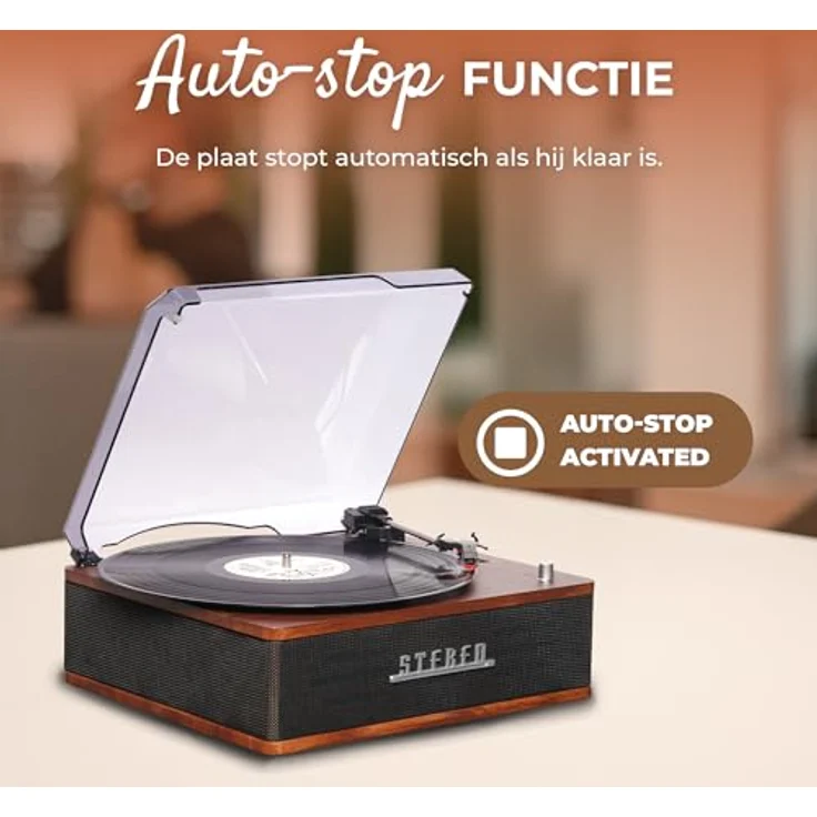 Denver VPB-262, Plattenspieler Schwarz mit Bluetooth-Streaming, integrierten Lautsprechern und Keramik-Tonabnehmer – Bild 6