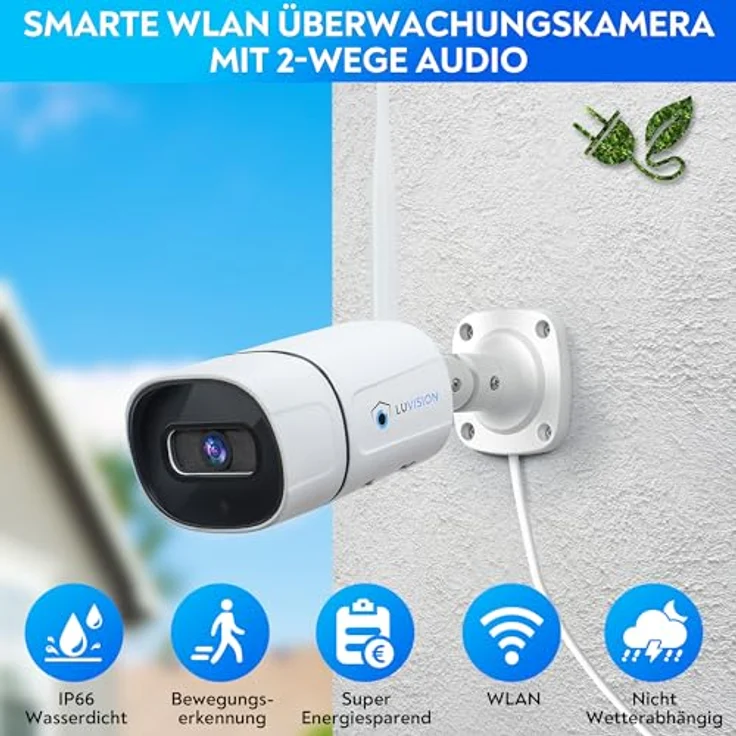 LUVISION LV-101 Erweiterungskamera, kabellose WLAN Außenüberwachungskamera mit 3MP, IP65 Wasserdicht, Nachtsicht bis 20m, 2-Wege-Audio und PIR-Bewegungserkennung – Bild 2