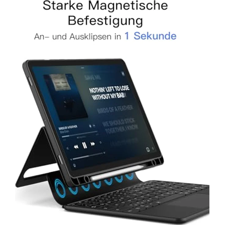Inateck Hülle mit Tastatur für Samsung Galaxy Tab S10 FE/S9 FE/S9, abnehmbarer Ständer, QWERTZ mit Touchpad, Magnetisch, Kompatibel mit S Pen – Bild 8