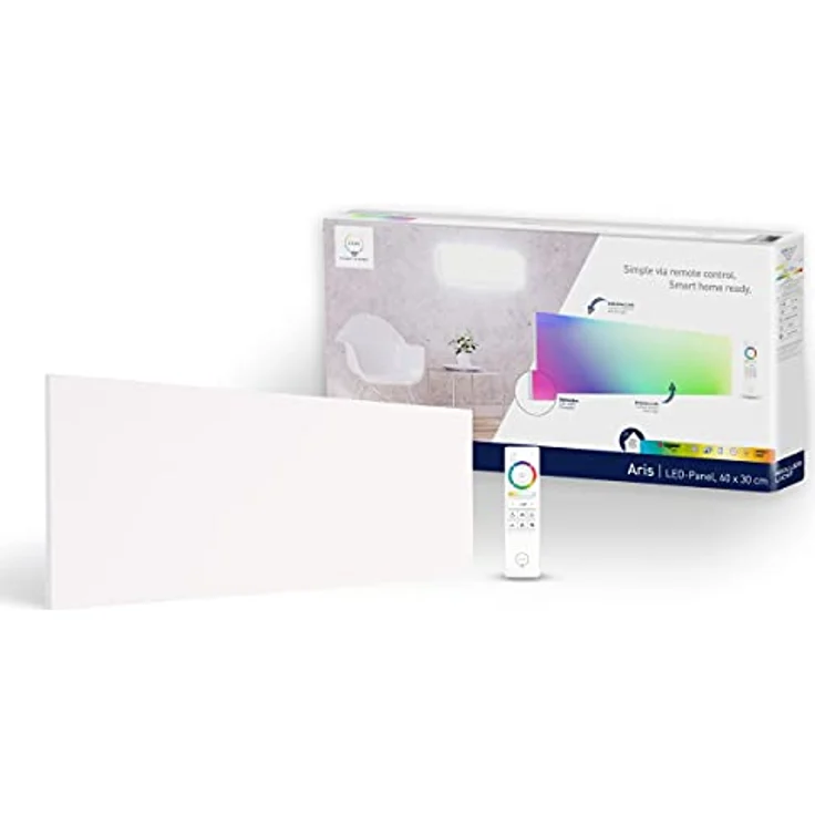 tint Smarte LED-Deckenlampe ARIS – Steuerbar per Alexa oder Fernbedienung – Mit weißem (1800-6500 K) und farbigem Licht RGB – Rechteckiges Panel 30 x 60 cm, weiß – Bild 1