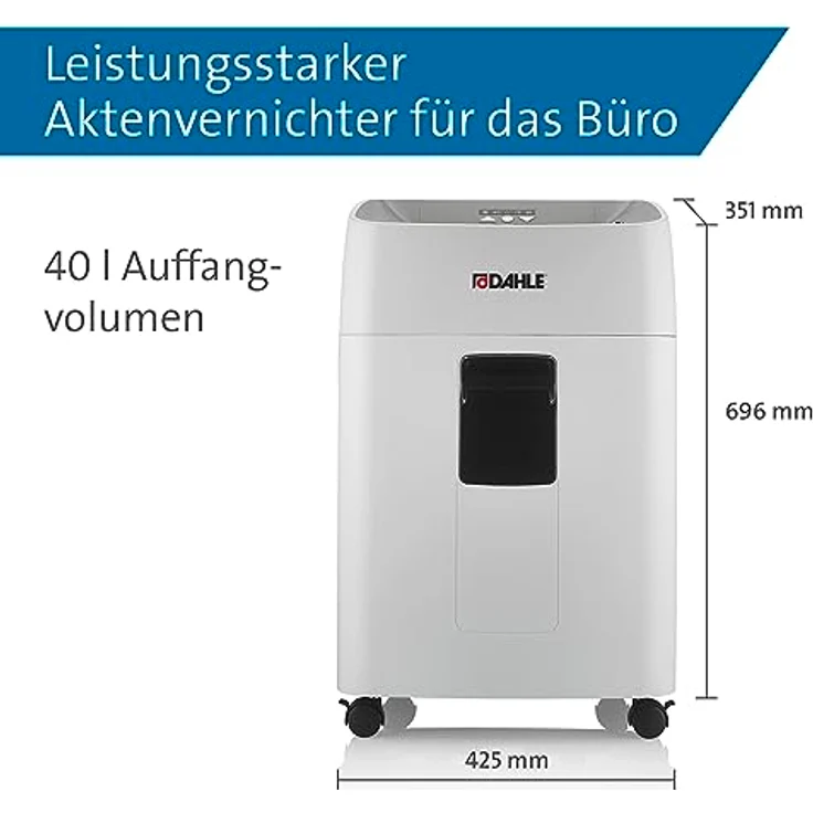 Dahle ShredMATIC 300 P5 Aktenvernichter (Autofeed 300 Blatt, 480 Minuten Laufzeit, Lange Lebensdauer, Partikelschnitt 2 x 15 mm) grau – Bild 2