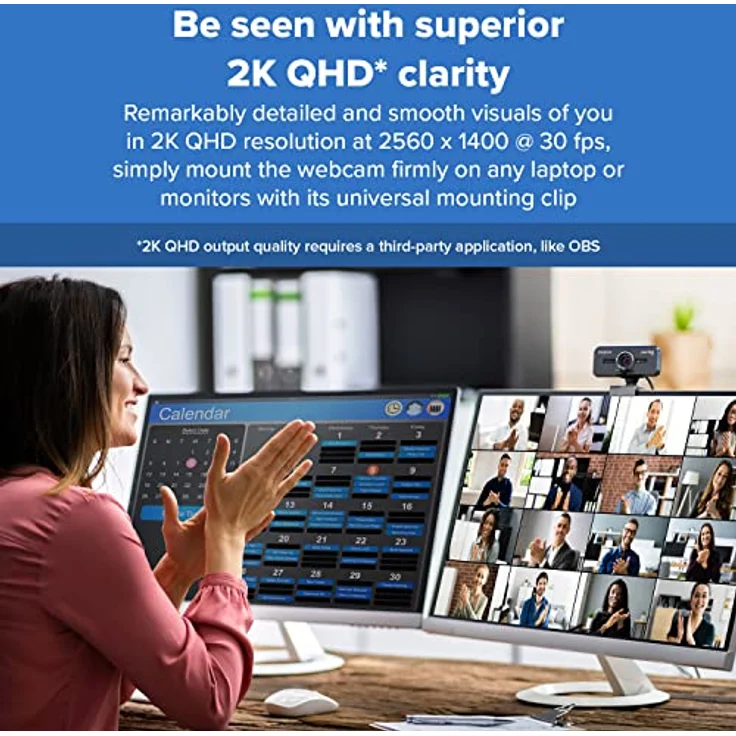 CREATIVE Live! Cam Sync V3 2K-QHD-USB-Webcam mit 4-fachem Digitalzoom und Mikrofonen, 1080p HD, bis zu 95° Sichtfeld, Objektivabdeckung, für PC Mac – Bild 2