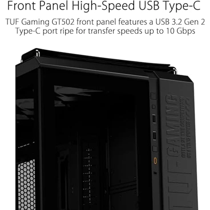 ASUS TUF Gaming GT502 Plus TG ARGB Black PC-Gehäuse für Gaming-PC, Mid ATX, Dual-Kamera, werkzeuglose Seitenplatten, USB 3.2 Gen2 Typ-C, 4 vorinstallierte ARGB-Lüfter, Schwarz – Bild 5