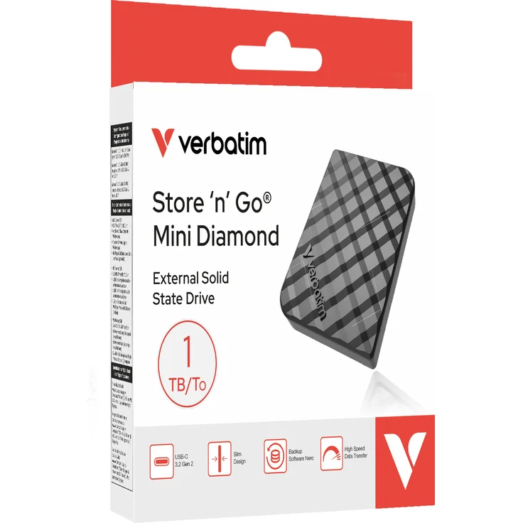 Verbatim Store ’n’ Go Mini Diamond 1TB USB 3.2 Typ-C Mini Diamond schwarz - Ultraschnelle Übertragungsraten – Bild 2