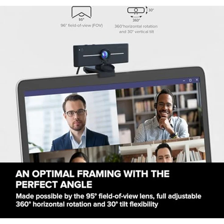 Creative Live! Cam 4K UHD, Plug-and-Play Webcam mit Gegenlichtkompensation, 95° Weitwinkel, integrierten Mikrofonen und manuellem Fokus – Bild 5