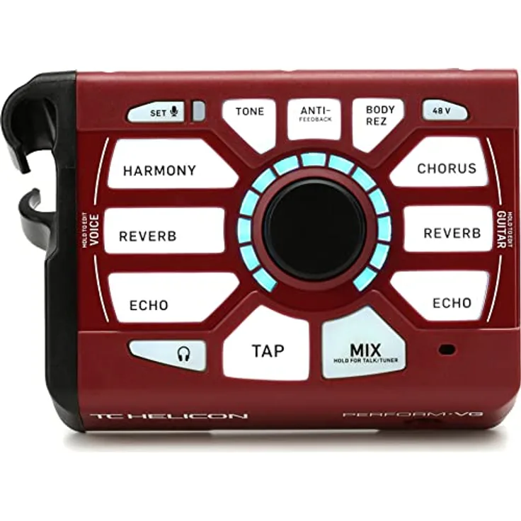 TC Helicon PERFORM-VG Ultra-einfacher Gesangs- und Akustikgitarrenprozessor mit Mikrofonständer für Solo- und Duo-Performer
