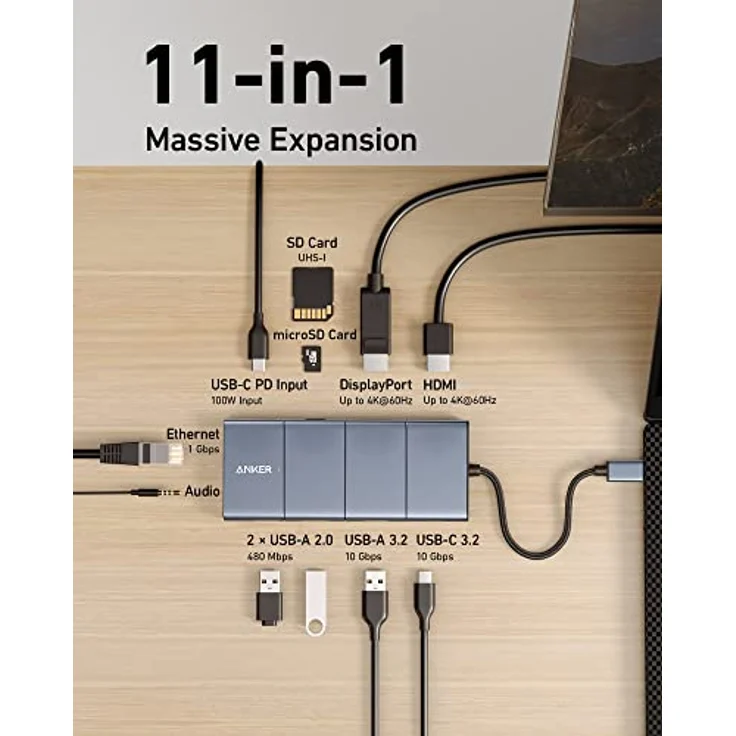 Anker 565 USB-C Hub (11-in-1), Grau (A83880A1) – Bild 2