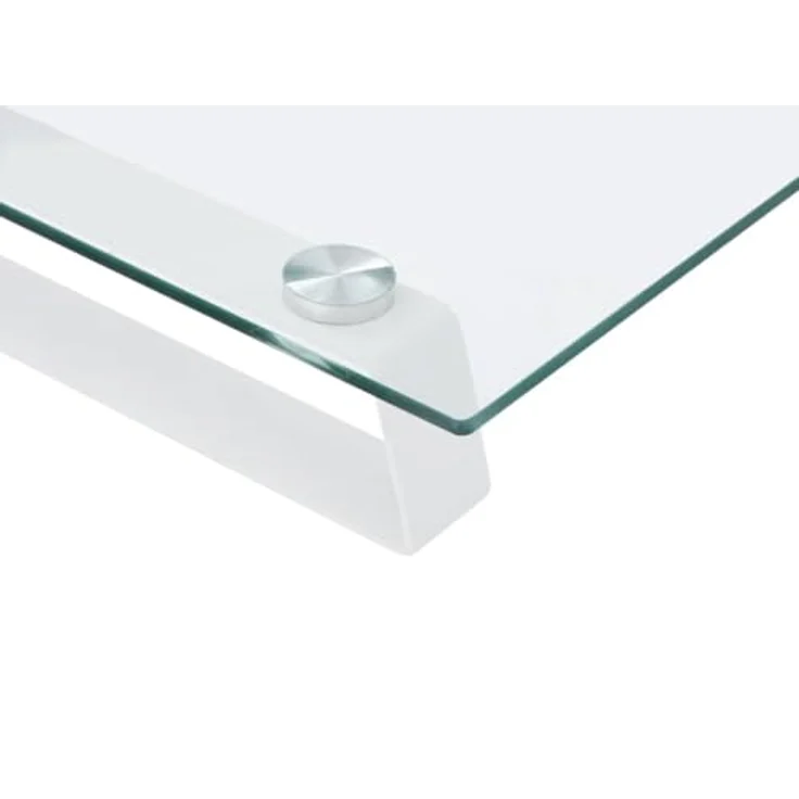 vidaXL Monitorständer, Monitorerhöhung aus Hartglas und Metall, ergonomisch mit Stauraum, Weiß 80x35x8cm – Bild 4