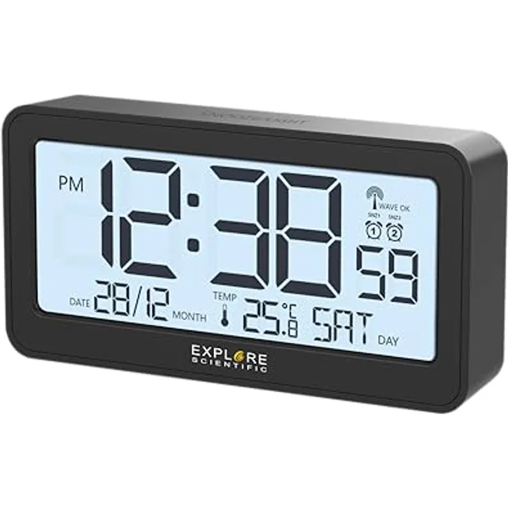 Explore Scientific, Radiowecker, LED-Uhr, Schwarz