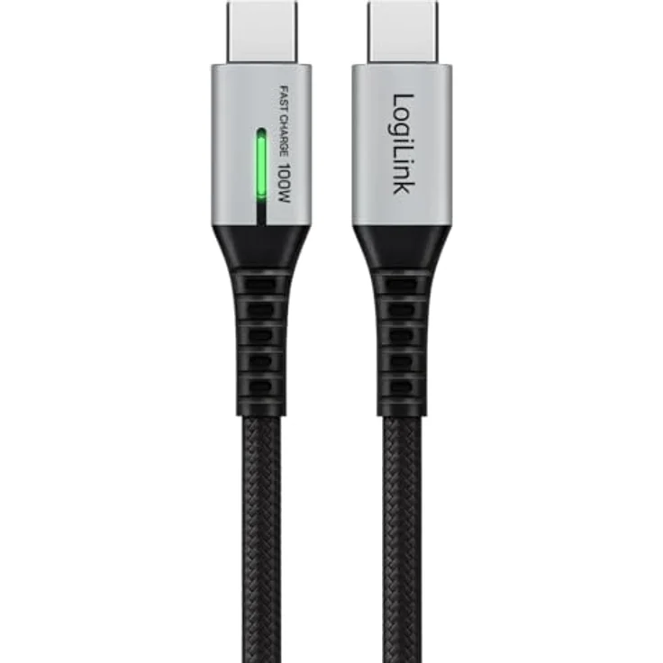 LogiLink CU0431 USB3.2 Kabel, USB-C M/USB-C M, 100W Power Delivery, mit LED-Anzeige, Metallgehäuse, 0,5m, schwarz – Bild 5