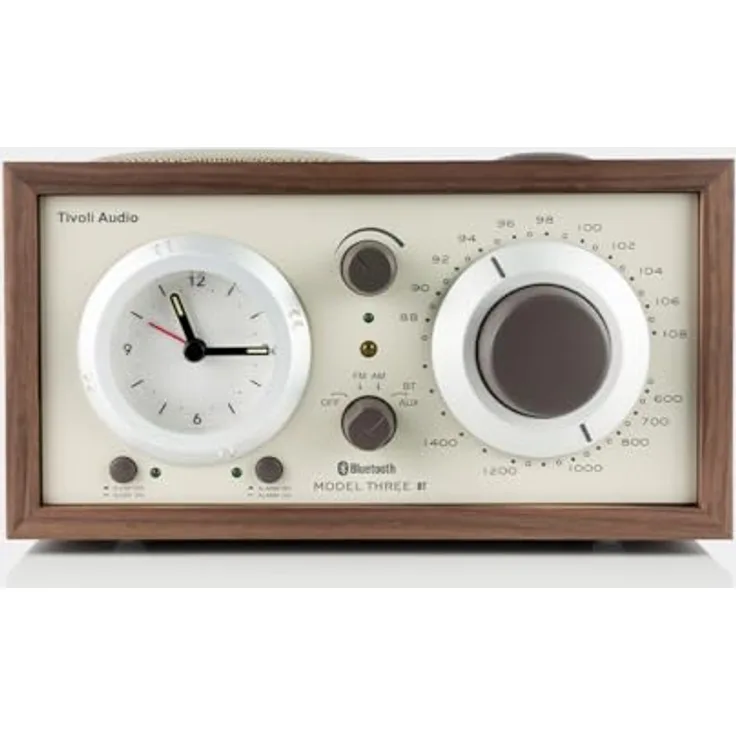Tivoli Audio Model Three BT, AM/FM Radiowecker mit Bluetooth und Walnuss-Gehäuse