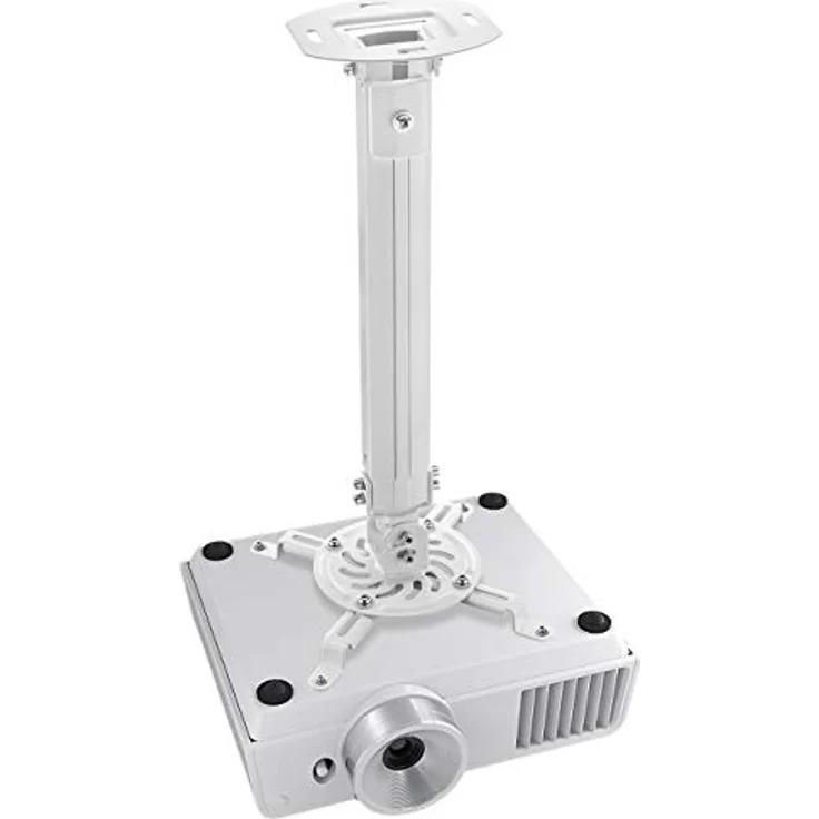 deleyCON Universal Beamerhalterung Deckenhalterung +-15° Neigbar - 360° Drehbar - bis 13,5Kg - Höhenverstellbar 545mm-900mm - Kabelführung - Weiß – Bild 2