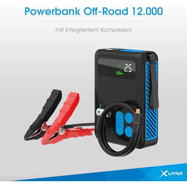 XLayer Starthilfe-Powerbank 220294, Offroad, 1200A Spitzenstrom, Kompressor, Kapazität 12000mAh – Bild 6