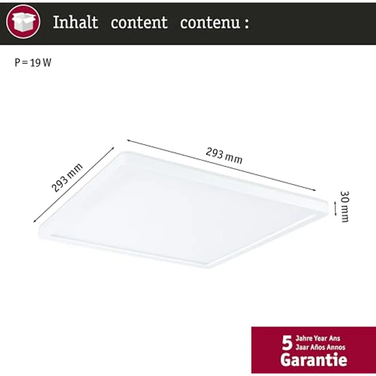 Paulmann 71159 LED Panel Atria Shine Backlight IP44 eckig 293x293mm 16W 1600lm 4000K Weiß Deckenleuchte mit Backlight-Technik und feiner Lichtstreuung - Preisvergleich – Bild 5