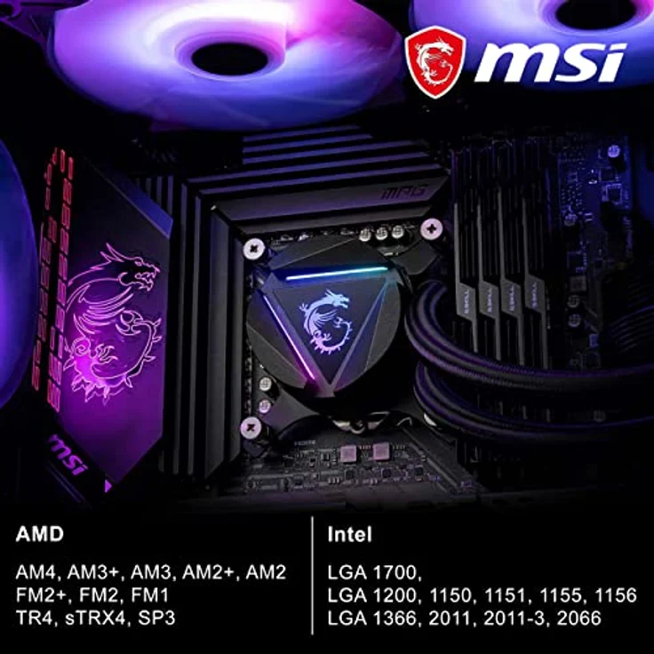 MSI MAG CORELIQUID 360R V2 AIO CPU Wasserkühlung, drehbarer ARGB-Blockkopf, integrierte Kühlerpumpe, Split-Flow Wasserkühlung, verdampfungssichere Schläuche, einfache Montage, AMD & Intel kompatibel - Preisvergleich – Bild 5