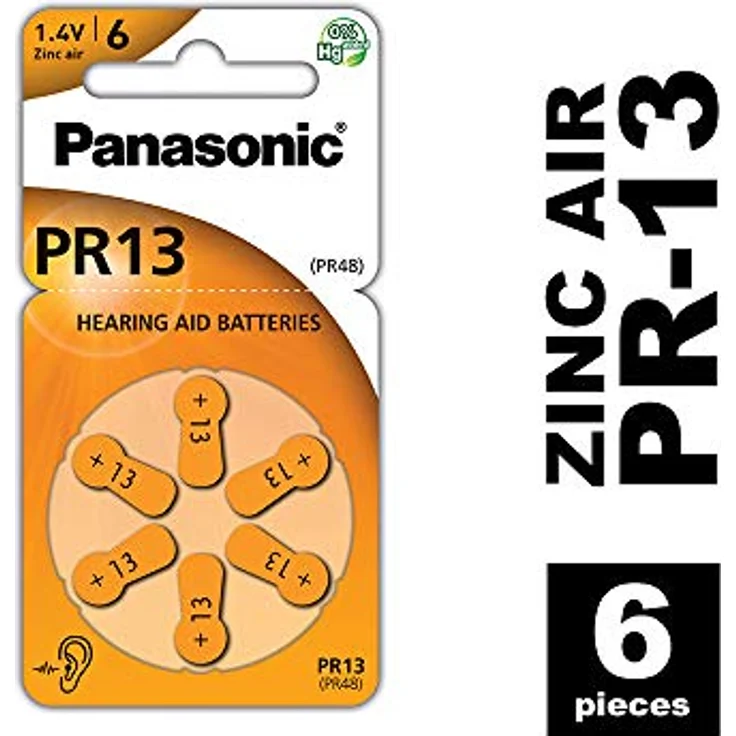 Panasonic PR13 Zink-Luft-Batterien für Hörgeräte, Typ 13, 1.4V, Hörgerätbatterien, 6er Pack, orange – Bild 2