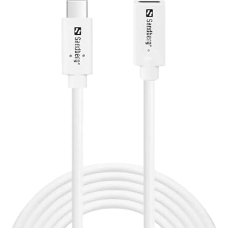 Sandberg 136-55, USB C Verlängerungskabel, 2 m, USB 3.2 Gen 2, 10 Gbit/s, Weiß