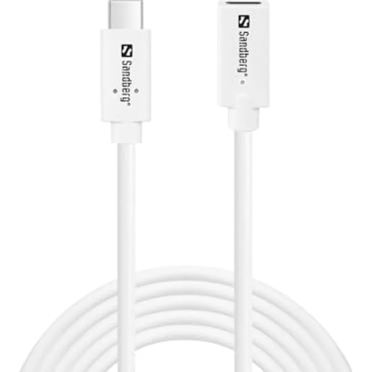 Sandberg 136-55, USB C Verlängerungskabel, 2 m, USB 3.2 Gen 2, 10 Gbit/s, Weiß – Bild 1
