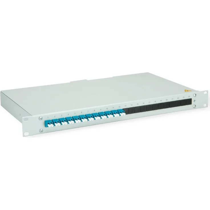 Telegärtner BASIS LWL-Panel, 12x LC Duplex, 1HE Rangierverteiler, blau, OS2/P