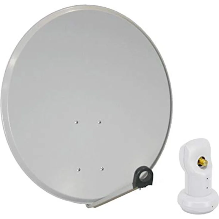 PremiumX Satelliten-Komplettanlage 60cm Aluminium Hellgrau, Satellitenschüssel mit Single LNB, 4K Empfang, HD+ kompatibel – Bild 1