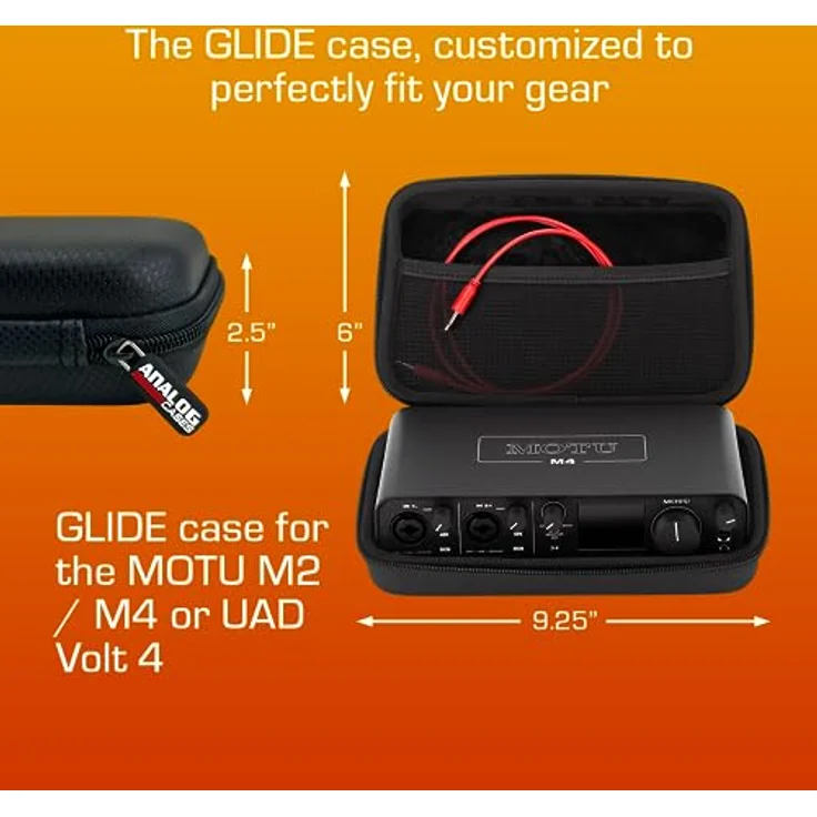 Analog Cases GLIDE Case für Motu M2 oder M4, Premium Schutzhülle (perfekte Passform, hochwertiges Material, umlaufender Reißverschluss, Kabelfach), Schwarz – Bild 5