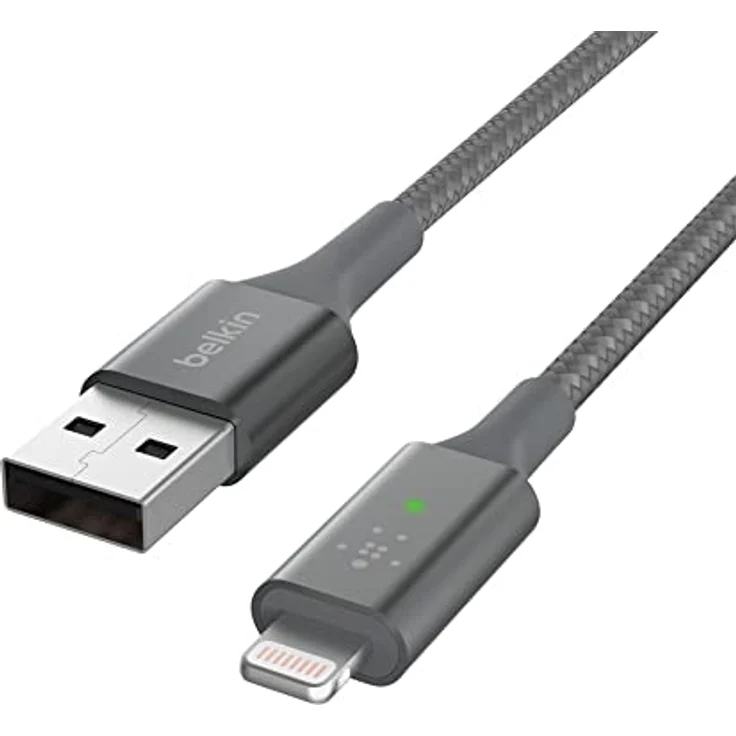 Belkin Smart LED-Ladekabel, USB-C auf Lightning, 1,2 m, Anzeige des Ladestatus, für iPhone, AirPods und iPad, Grau (CAA007bt) – Bild 5