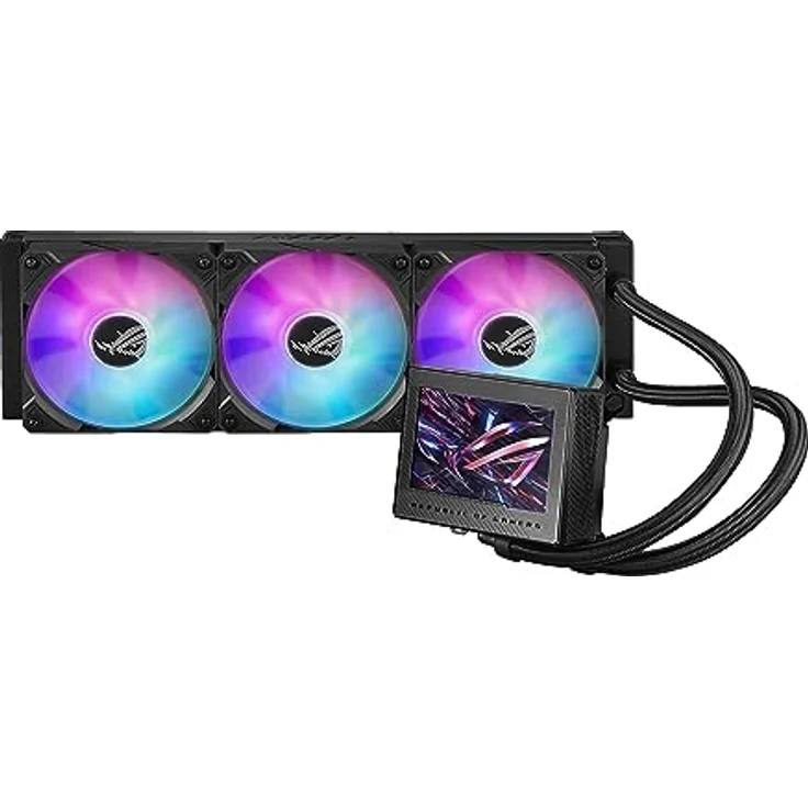 ASUS ROG Ryujin III 360 ARGB All-in-One Flüssig CPU-Kühler (3,5 Zoll LCD, Asetek-Pumpe der 8. Generation, 3x ROG 120mm Radiator mit magnetischen Daisy-Chain ARGB-Lüftern, schwarz) – Bild 1