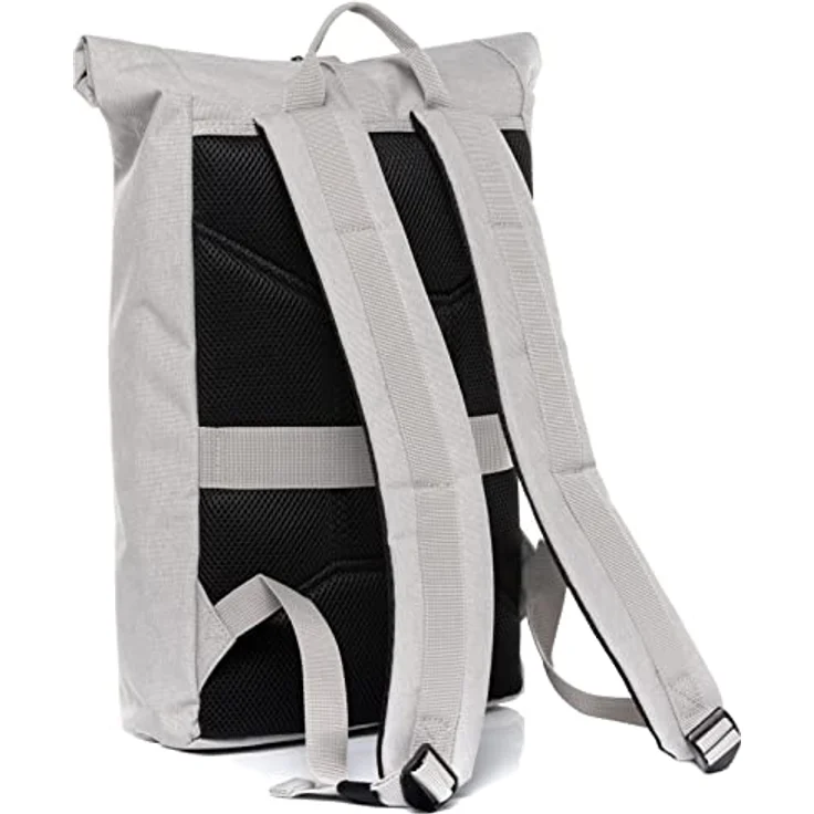 Roll-Top Rucksack Flach & Klein Daypack Alani - Leichter City-Rucksack - PET recycelt, wasserabweisend - mit herausnehmbarer Laptop-Hülle 14" Fahrrad-Rucksack Off-White – Bild 2