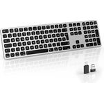 seenda Kabellose Beleuchtete Tastatur für Mac, Ultradünne Wiederaufladbare MacBook Tastatur mit USB & USB C Empfänger, QWERTZ Layout, Fullsize Funktastatur für MacBook/Mac/iMac/iPad(Schwarz)