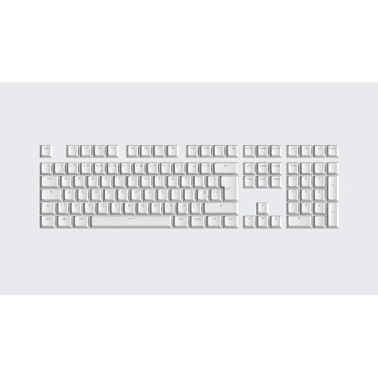 Wooting PBT ISO und ANSI Keycaps - Just White - Double-Shot PBT, OEM-Profil, hintergrundbeleuchtungsdurchlässige Legenden, kompatibel mit MX-Cross-Stem-Switches