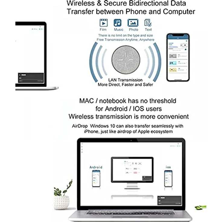 Bolwins L47CS Wireless Charger 2-in-1: Kabelloses Ladegerät mit Datenübertragung für Smartphone und PC – Schnellladung & Videoübertragung – Bild 4