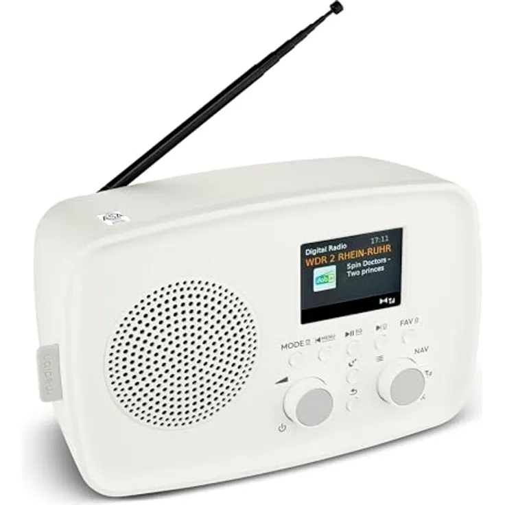 MEDION DAB+ Radio DRE-1, Bluetooth-fähig, DAB+/UKW Empfang, Tropfwasserschutz, Wecker mit Schlummerfunktion, weiß