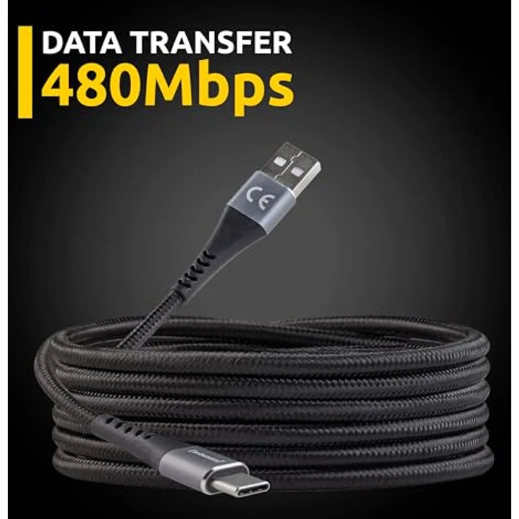 Intenso A315C USB-A auf USB-C Kabel, 60W Schnellladung, 1,5 m, Nylonmantel, schwarz – Bild 5