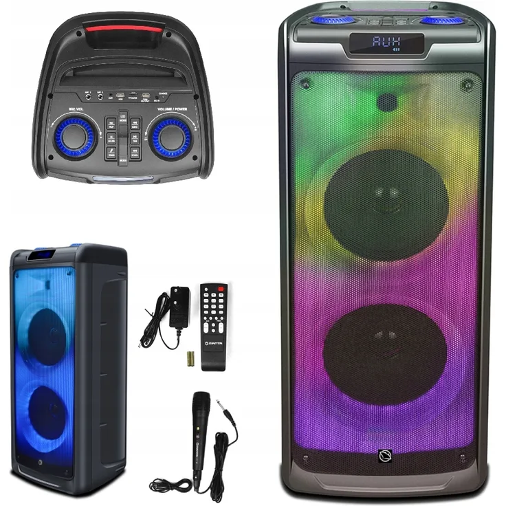 Manta Tragbarer Bluetooth-Karaoke-Lautsprecher SPK5350, 100W mit USB, LED-Beleuchtung und FM-Radio