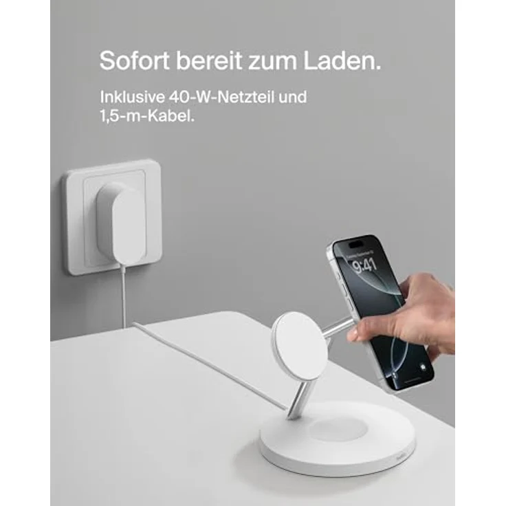 Belkin BoostCharge Pro Kabellose 3-in-1-Ladestation, 15 W Wireless Charger für iPhone, Apple Watch und AirPods, Qi2-Technologie – Bild 7