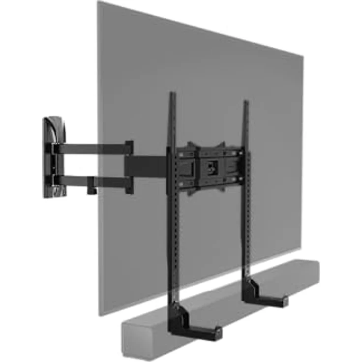 Meliconi Universal TV Soundbar Halterung, höhenverstellbar bis 10 kg, mit Kabeldurchführung und Vibrationsschutz, Schwarz – Bild 5