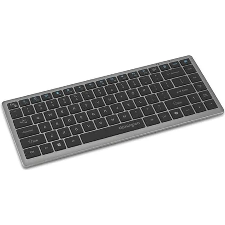 Kensington KB435 EQ, Kabellose kompakte QWERTY-Tastatur mit AI Copilot Taste, USB-Plug-and-Play, 2.4G, geräuscharm, umweltfreundlich, wiederaufladbarer Akku